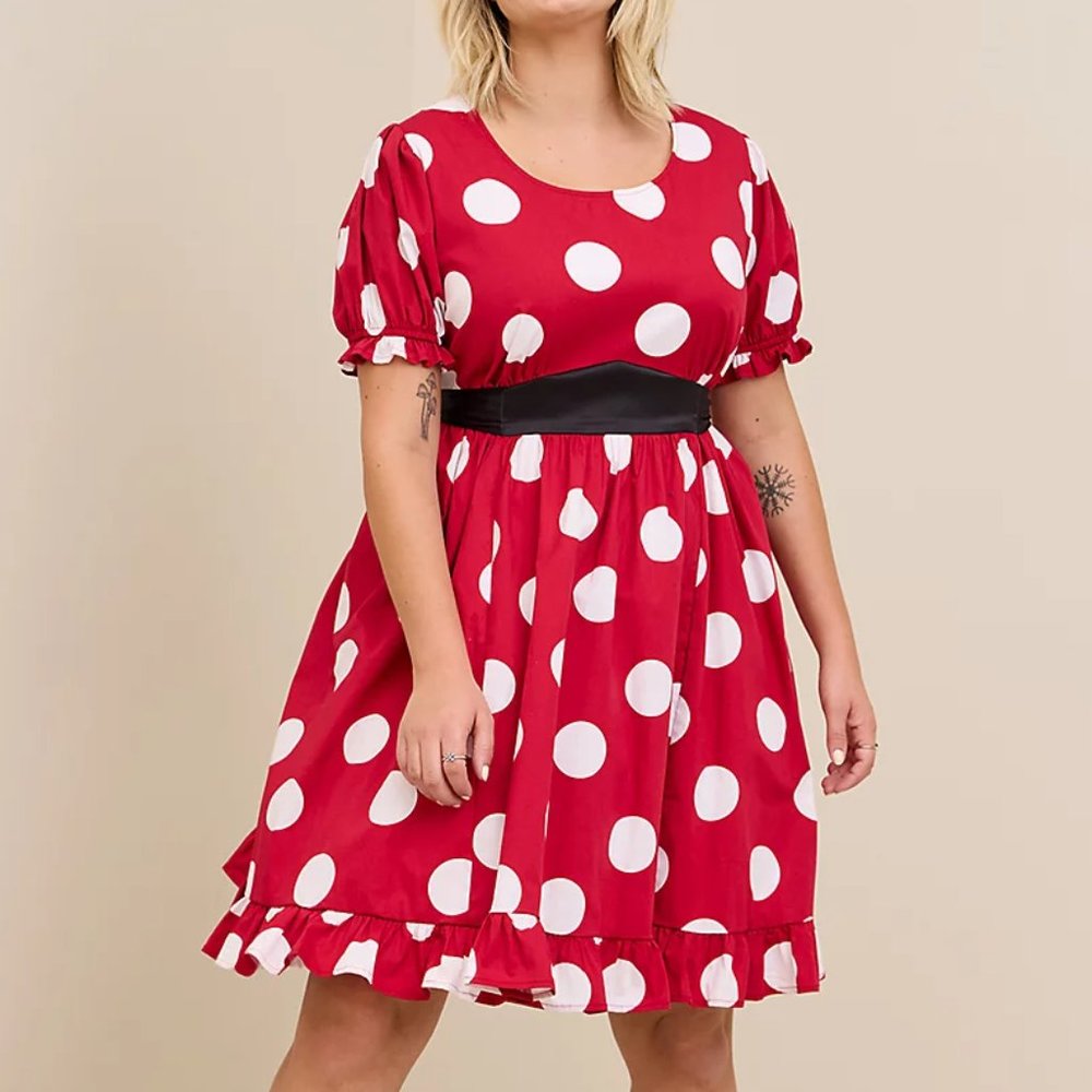❤️NWT TORRID PREMIUM ♡ MINNIE MOUSE PUFF SLEEVE  COSTUME DRESS DISNEY